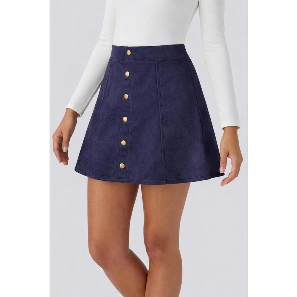 NWT Halara High Waisted 2-in-1 A Line Suede Mini Casual Skirt Blue Size XS